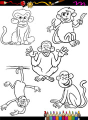 Fototapeta na wymiar cartoon monkeys coloring book