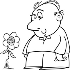 man with sunflower coloring page