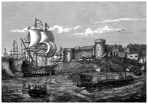 Entry of a Harbour - Entrée Port de Brest - 17th century