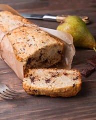 Homemade cake with pears and chocolate