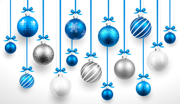 Christmas Blue Balls. Vector