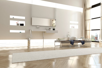 Interior of Modern White Bathroom in Apartment