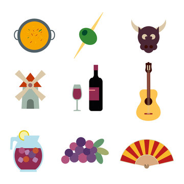 Spain vector icons set