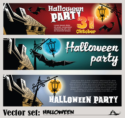 vector set: banners to prepare for the holiday Halloween