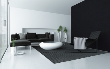 Minimalist grey and white modern living room