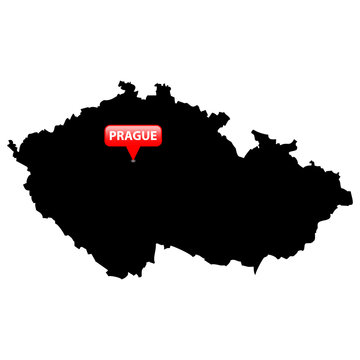 Map with the Capital in a red bubble - Czech.