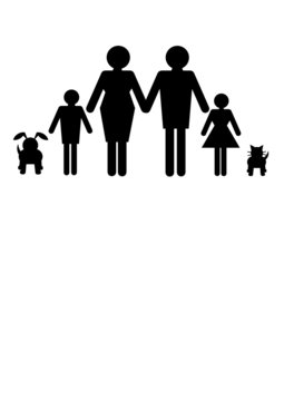 Family of four with pets vector