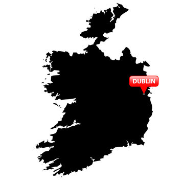 Map with the Capital in a red bubble - Ireland.