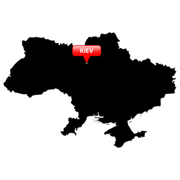 Map with the Capital in a red bubble - Ukraine.