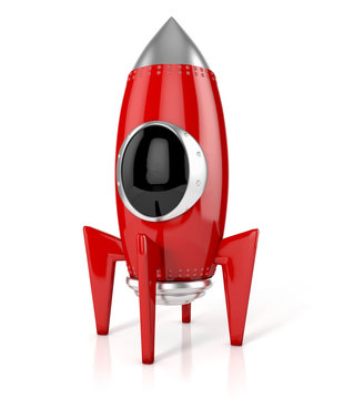 render of a red rocket isolated. 3d illustration