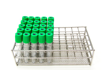 medical blood tube, test tube in rack for laboratory