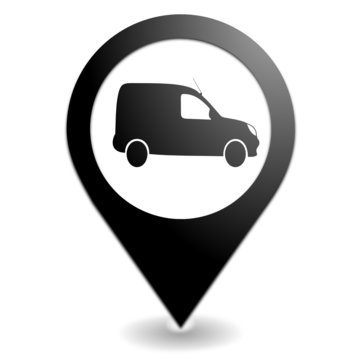 v&eacute;hicule utilitaire sur symbole localisation noir