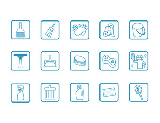 Cleaning tools icon set