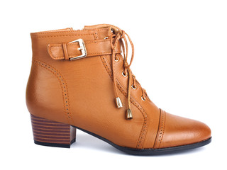 Demi-season brown female boot isolated on white background