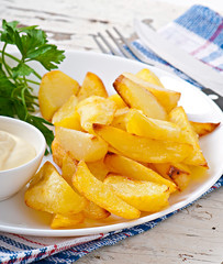 Fried potato wedges