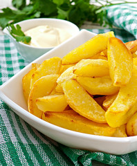 Fried potato wedges