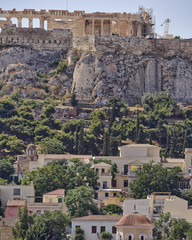 Athens acropolis and Plaka old neighborhood, Greece