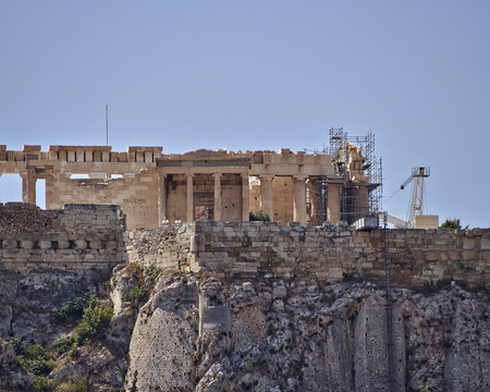 Athens, erechtheion temple on the northern facade of acropolis