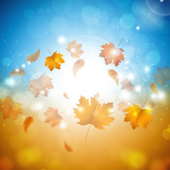 Fototapeta na wymiar Golden Autumn Sunshine Background