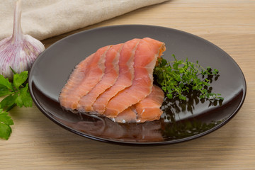 Sliced salmon