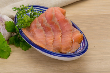 Sliced salmon
