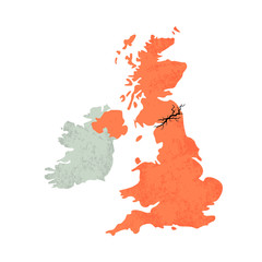 Map of United Kingdom with Crack