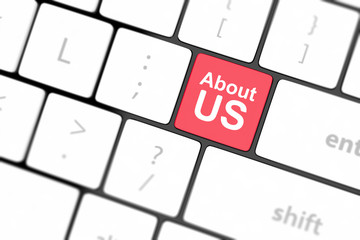 concepts of 'about us', message on keyboard enter key.