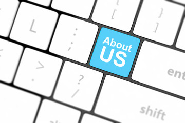 concepts of 'about us', message on keyboard enter key.