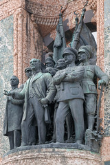 Sculptures on the Republic Monument at Taksim Square in Istanbul