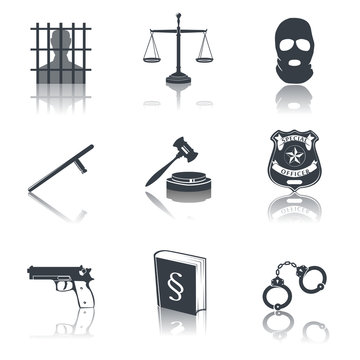 Law and justice icons black