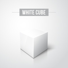 White cube on white background with reflection