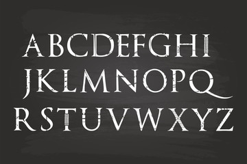 Handwriting Alphabet Letters On Blackboard