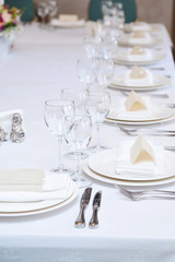 Empty glasses set in restaurant