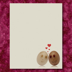 Naklejka na ściany i meble Eggs in love writing paper marble texture background