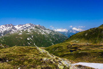 Fototapeta premium Blick vom Maighelspass auf die Unteralp, Schweiz