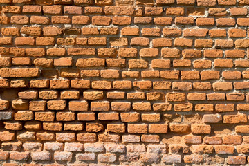 Background of red brick wall pattern texture.