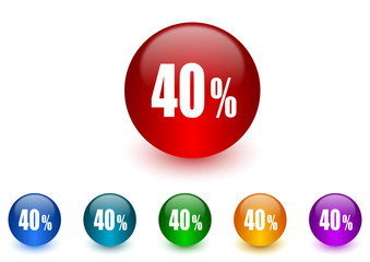 40 percent internet icons colorful set