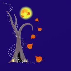 Fototapeta premium Autumn tree Digital drawing