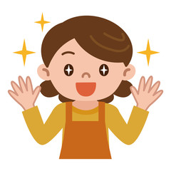 目を輝かせて喜ぶ主婦