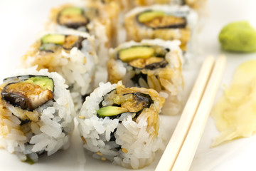 Hosomaki, Unagi maki, BBQ eel, avocado roll