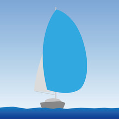 vector illustration of yachts on a calm sea