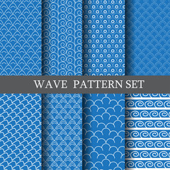 all wave blue pattern set