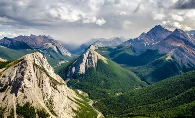 Schilderijen op glas Mountain range landscape view in Jasper NP, Canada © Martin M303