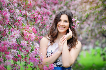 Beautiful woman with flower wreath.