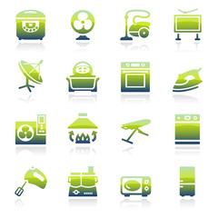 Home appliances green icons.