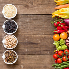 Cereals, legumes and vegetables