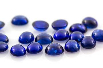 Blue sapphire on white background.