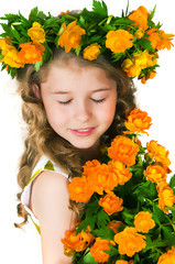 Beautiful girl and wild flowers