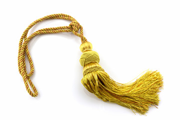 Golden curtain tassel interior decoration.