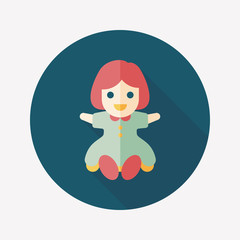 girl doll toy flat icon with long shadow,eps 10